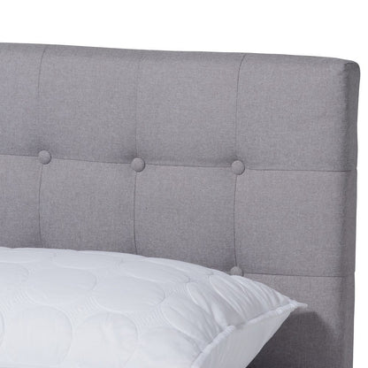 Baxton Studio - Devan Queen Size Bed Frame in Light Grey/Walnut - SW8168-Light Grey/Walnut-M17-Queen view 4
