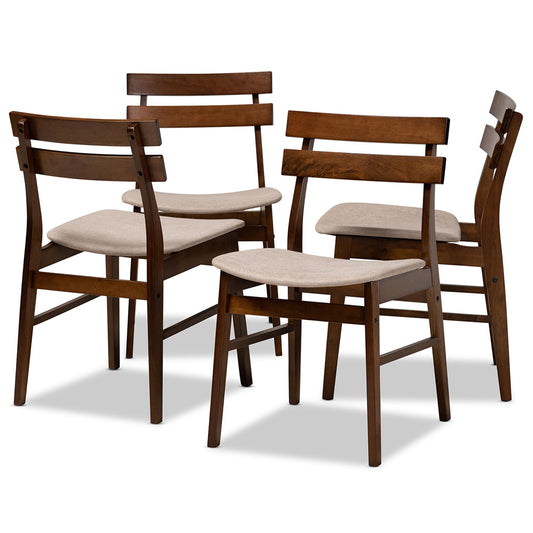 Baxton Studio - Devlin Set of 4 Dining Chairs in Light Beige/Walnut - Delvin-Latte/Walnut-DC view 1