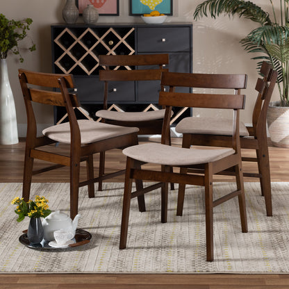 Baxton Studio - Devlin Set of 4 Dining Chairs in Light Beige/Walnut - Delvin-Latte/Walnut-DC view 4