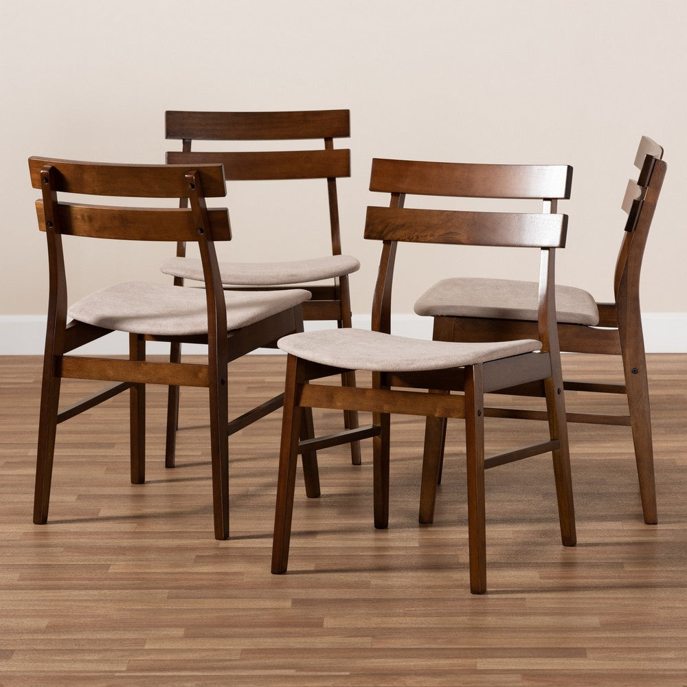 Baxton Studio - Devlin Set of 4 Dining Chairs in Light Beige/Walnut - Delvin-Latte/Walnut-DC view 5