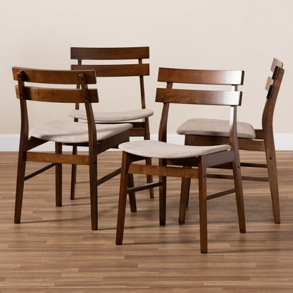 Baxton Studio - Devlin Set of 4 Dining Chairs in Light Beige/Walnut - Delvin-Latte/Walnut-DC view 5