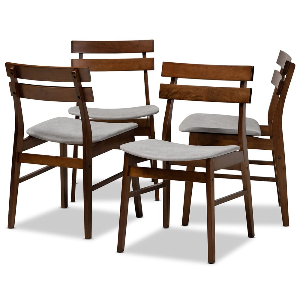 Baxton Studio - Devlin Set of 4 Dining Chairs in Light Grey/Walnut - Delvin-Smoke/Walnut-DC view 1
