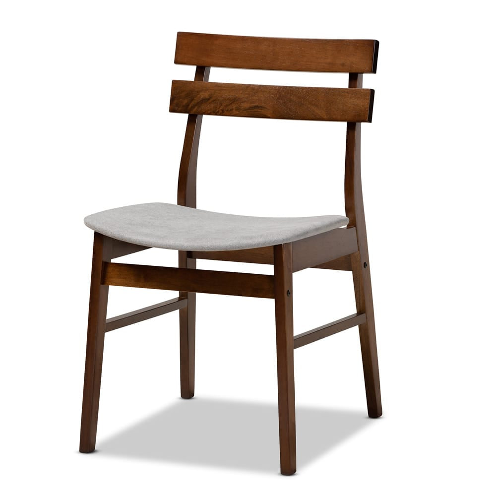 Baxton Studio - Devlin Set of 4 Dining Chairs in Light Grey/Walnut - Delvin-Smoke/Walnut-DC view 2