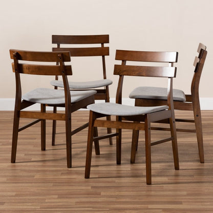 Baxton Studio - Devlin Set of 4 Dining Chairs in Light Grey/Walnut - Delvin-Smoke/Walnut-DC view 5