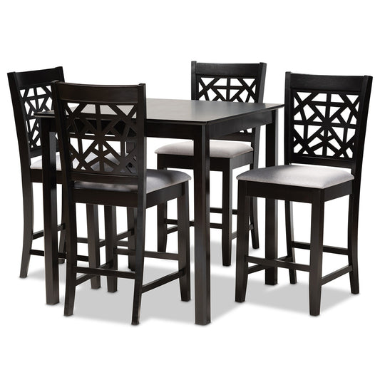 Baxton Studio - Devon Pub Set in Grey/Espresso brown - RH310P-Grey/Dark Brown-5PC Pub Set view 1