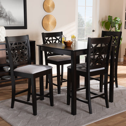 Baxton Studio - Devon Pub Set in Grey/Espresso brown - RH310P-Grey/Dark Brown-5PC Pub Set view 6