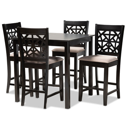 Baxton Studio - Devon Pub Set in Sand/Espresso Brown - RH310P-Sand/Dark Brown-5PC Pub Set view 1