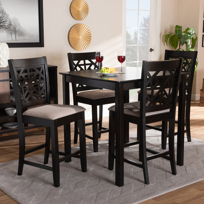 Baxton Studio - Devon Pub Set in Sand/Espresso Brown - RH310P-Sand/Dark Brown-5PC Pub Set view 6