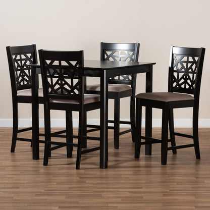 Baxton Studio - Devon Pub Set in Sand/Espresso Brown - RH310P-Sand/Dark Brown-5PC Pub Set view 7