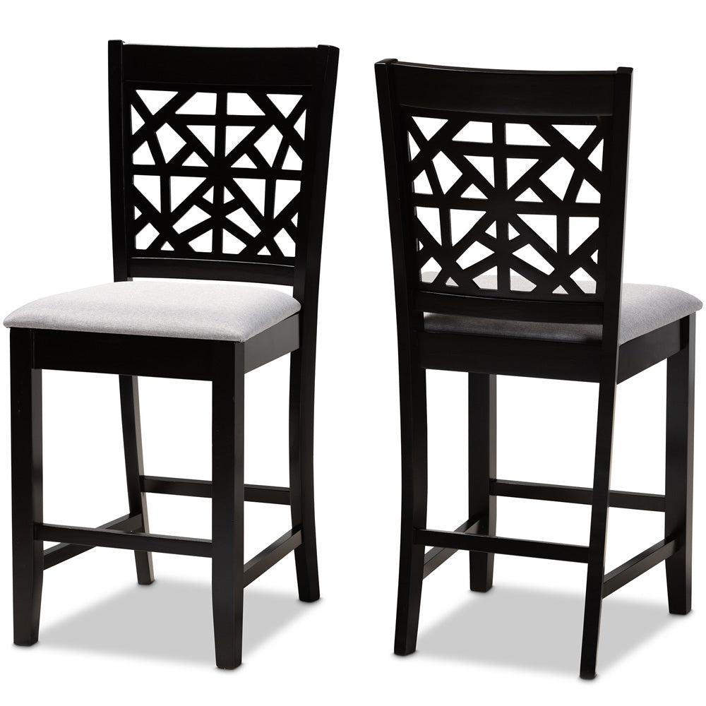 Baxton Studio - Devon Set of 2 Pub Stools in Grey/Espresso Brown - RH310P-Grey/Dark Brown-PC view 1
