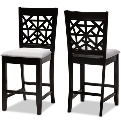 Baxton Studio - Devon Set of 2 Pub Stools in Grey/Espresso Brown - RH310P-Grey/Dark Brown-PC view 1