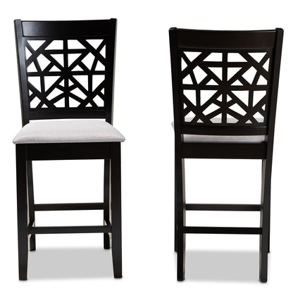 Baxton Studio - Devon Set of 2 Pub Stools in Grey/Espresso Brown - RH310P-Grey/Dark Brown-PC view 2