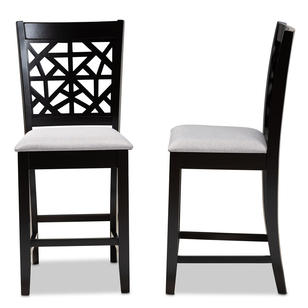 Baxton Studio - Devon Set of 2 Pub Stools in Grey/Espresso Brown - RH310P-Grey/Dark Brown-PC view 3