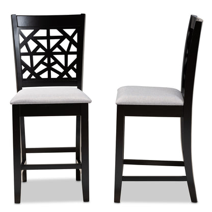 Baxton Studio - Devon Set of 2 Pub Stools in Grey/Espresso Brown - RH310P-Grey/Dark Brown-PC view 3
