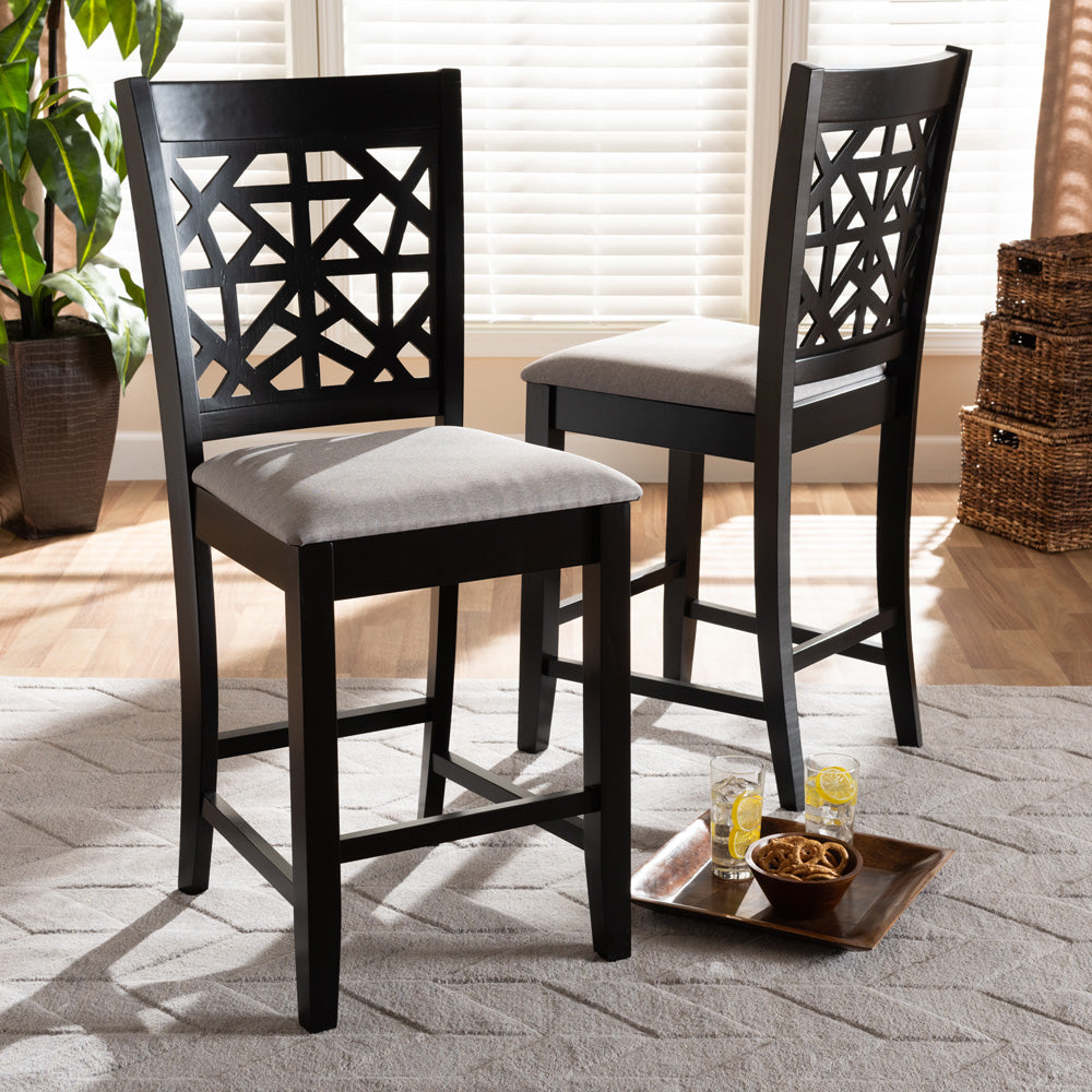 Baxton Studio - Devon Set of 2 Pub Stools in Grey/Espresso Brown - RH310P-Grey/Dark Brown-PC view 6