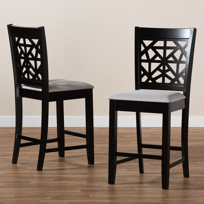 Baxton Studio - Devon Set of 2 Pub Stools in Grey/Espresso Brown - RH310P-Grey/Dark Brown-PC view 7