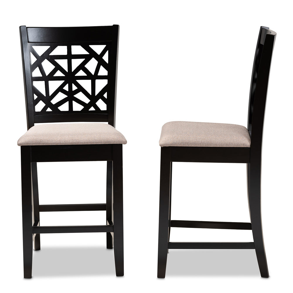 Baxton Studio - Devon Set of 2 Pub Stools in Sand/Espresso Brown - RH310P-Sand/Dark Brown-PC view 3