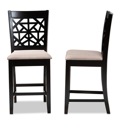 Baxton Studio - Devon Set of 2 Pub Stools in Sand/Espresso Brown - RH310P-Sand/Dark Brown-PC view 3