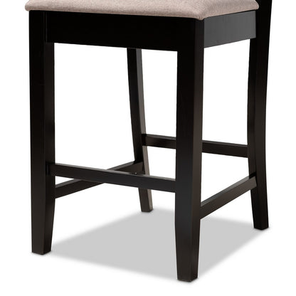 Baxton Studio - Devon Set of 2 Pub Stools in Sand/Espresso Brown - RH310P-Sand/Dark Brown-PC view 5