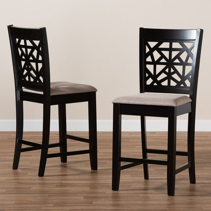 Baxton Studio - Devon Set of 2 Pub Stools in Sand/Espresso Brown - RH310P-Sand/Dark Brown-PC view 7