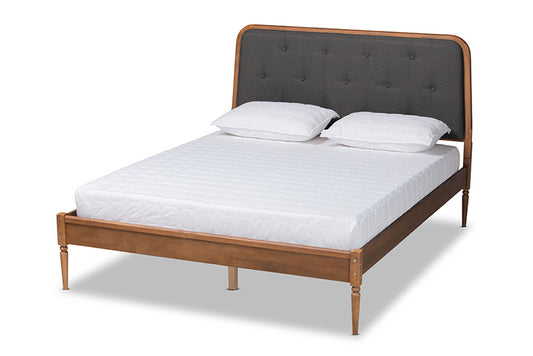 Baxton Studio - Diantha Full Size Bed - MG0061-Dark Grey/Walnut-Full view 1