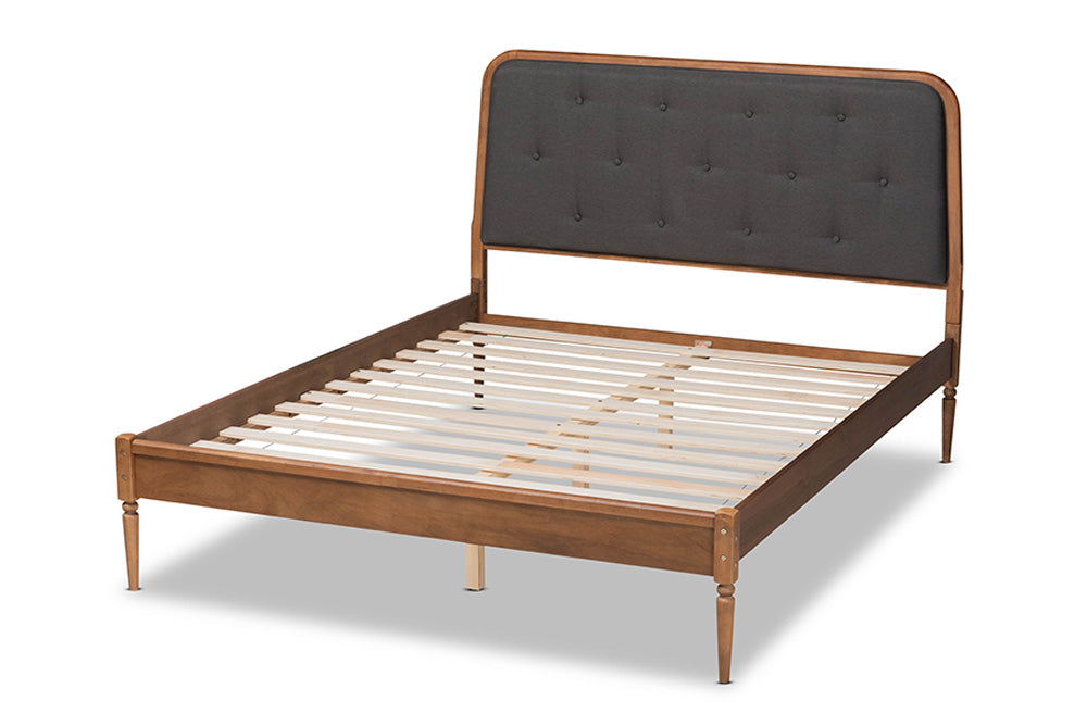 Baxton Studio - Diantha Full Size Bed - MG0061-Dark Grey/Walnut-Full view 3