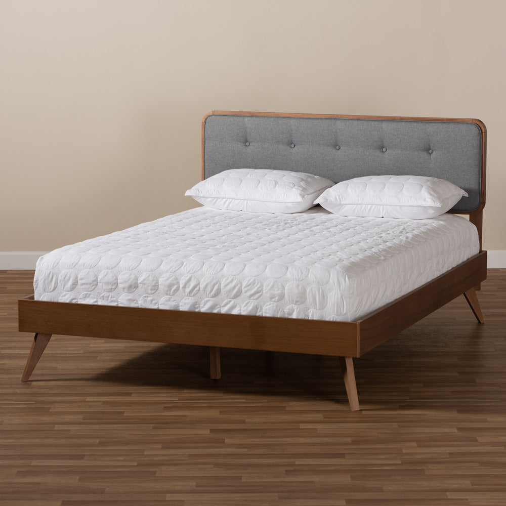 Baxton Studio - Dilara Queen Size Bed in Dark Gray/Walnut - Dilara-Dark Grey/Ash Walnut-Queen view 6