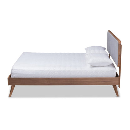 Baxton Studio - Dilara Queen Size Bed in Gray/Walnut - Dilara-Light Grey/Ash Walnut-Queen view 2