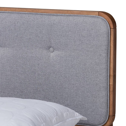 Baxton Studio - Dilara Queen Size Bed in Gray/Walnut - Dilara-Light Grey/Ash Walnut-Queen view 5