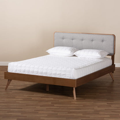 Baxton Studio - Dilara Queen Size Bed in Gray/Walnut - Dilara-Light Grey/Ash Walnut-Queen view 6