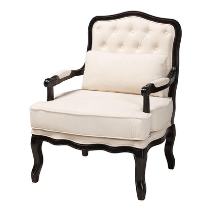 Baxton Studio - Dion Chair in Cream/Wenge Brown - BBT5470.12 A1-Cream/Wenge-Chair view 1