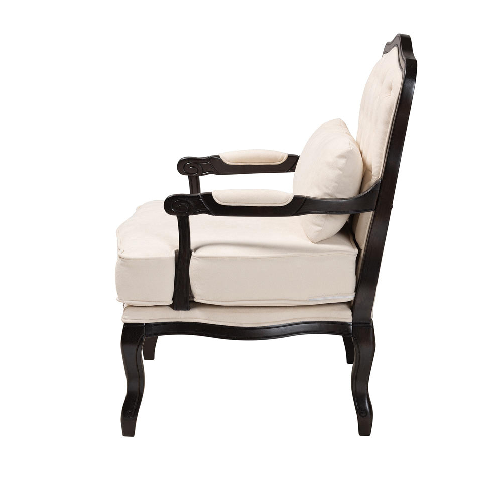 Baxton Studio - Dion Chair in Cream/Wenge Brown - BBT5470.12 A1-Cream/Wenge-Chair view 3