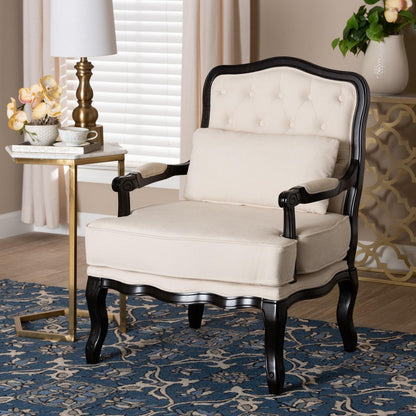 Baxton Studio - Dion Chair in Cream/Wenge Brown - BBT5470.12 A1-Cream/Wenge-Chair view 9