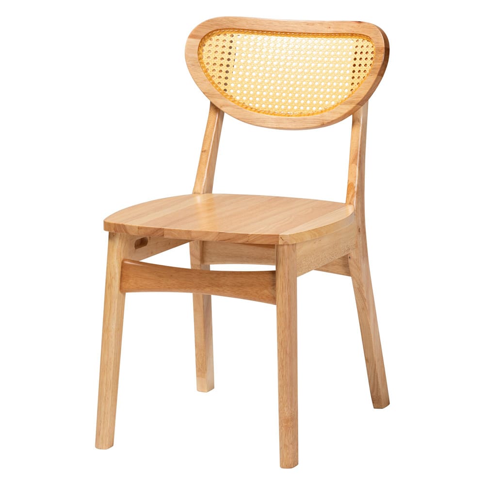 Baxton Studio - Donato Dining Set in Oak Brown/Light Brown - RH256C-Natural Rattan-Round-5PC Dining Set view 2