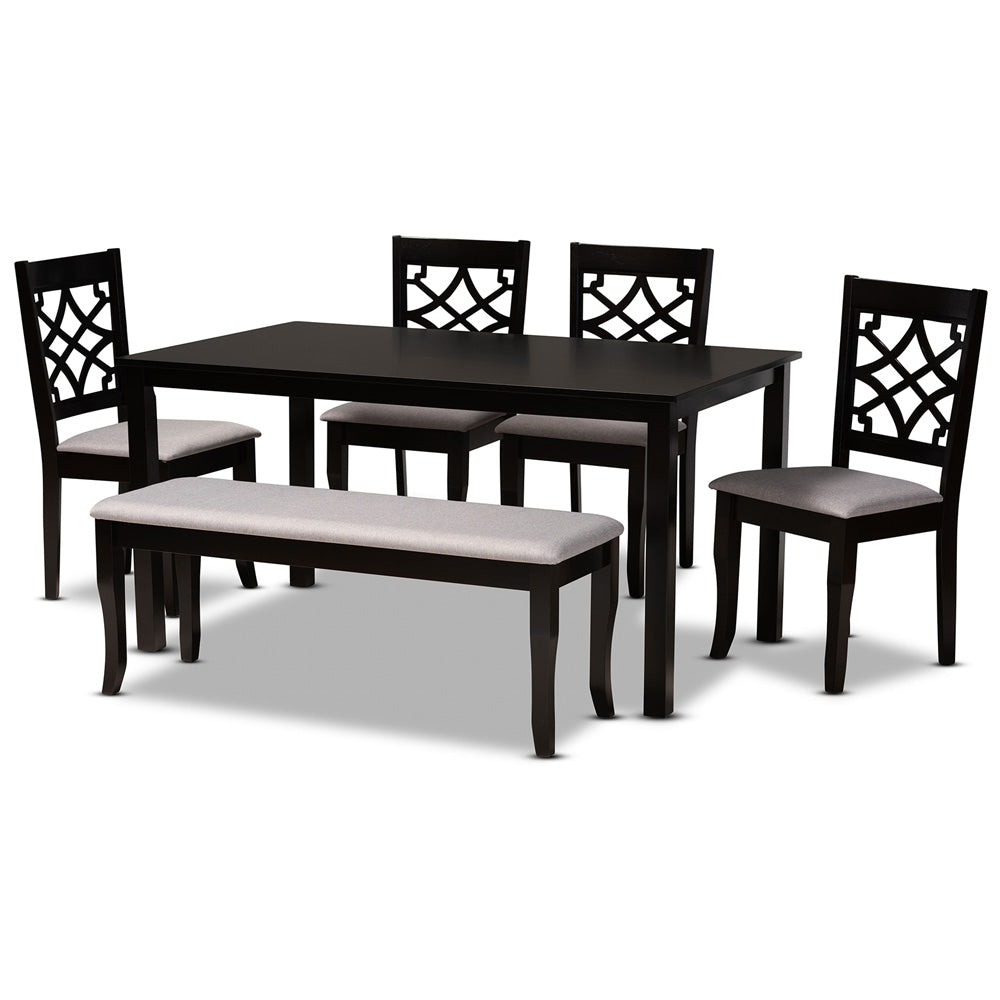 Baxton Studio - Dori Dining Set in Grey/Dark Brown - RH331C-Grey/Dark Brown-6PC Dining Set view 1