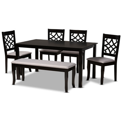 Baxton Studio - Dori Dining Set in Grey/Dark Brown - RH331C-Grey/Dark Brown-6PC Dining Set view 1