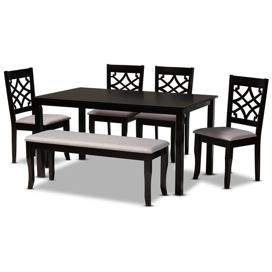 Baxton Studio - Dori Dining Set in Grey/Dark Brown - RH331C-Grey/Dark Brown-6PC Dining Set view 1