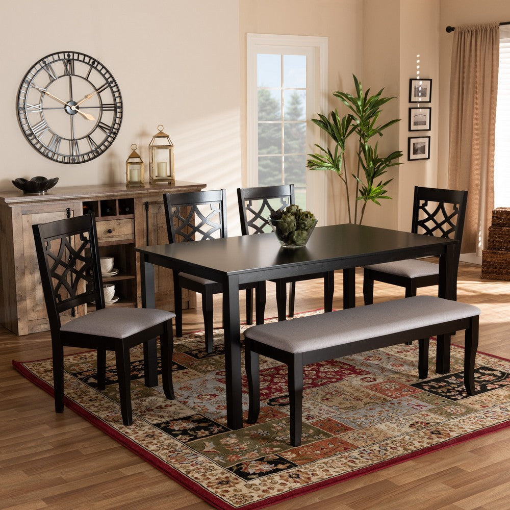 Baxton Studio - Dori Dining Set in Grey/Dark Brown - RH331C-Grey/Dark Brown-6PC Dining Set view 7