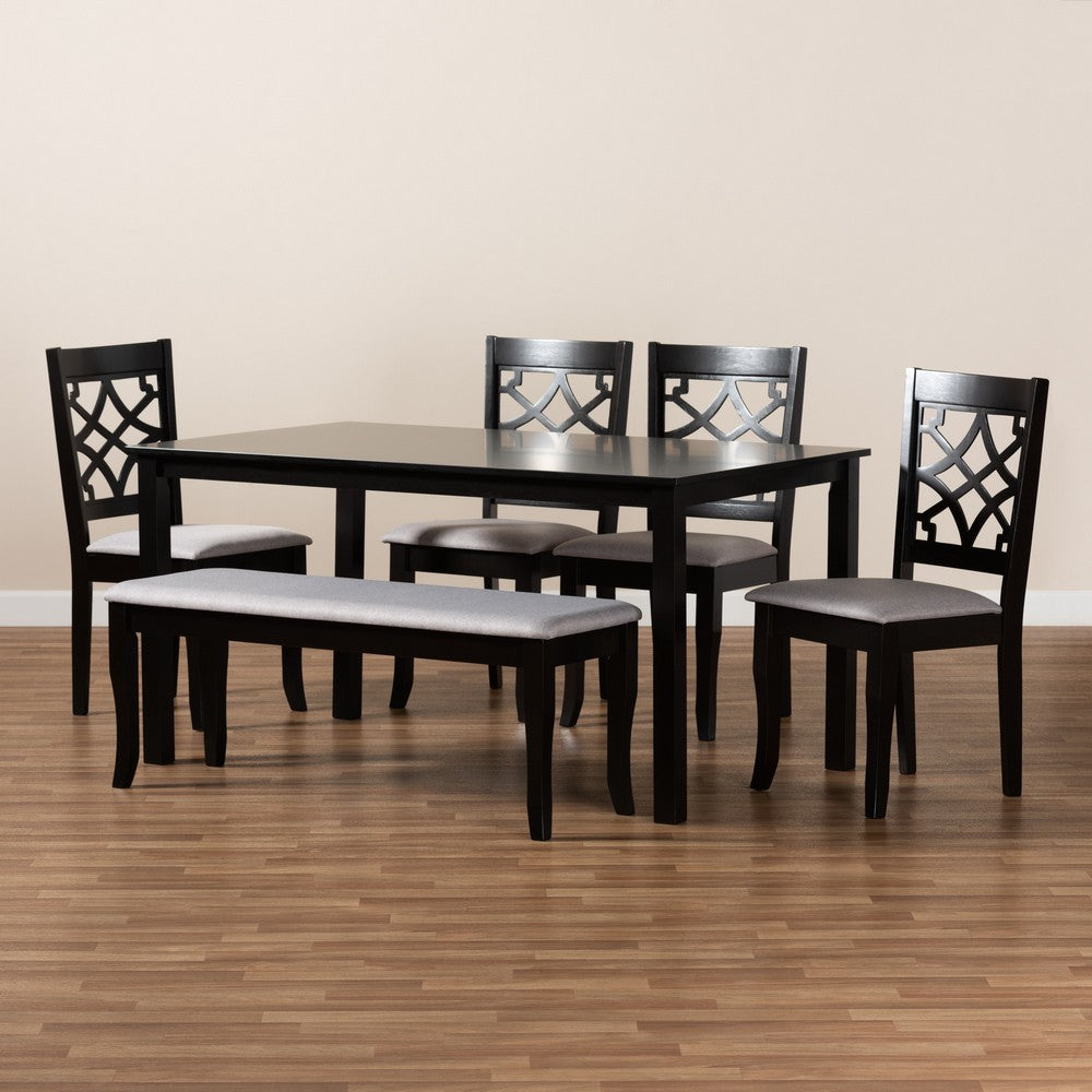 Baxton Studio - Dori Dining Set in Grey/Dark Brown - RH331C-Grey/Dark Brown-6PC Dining Set view 8