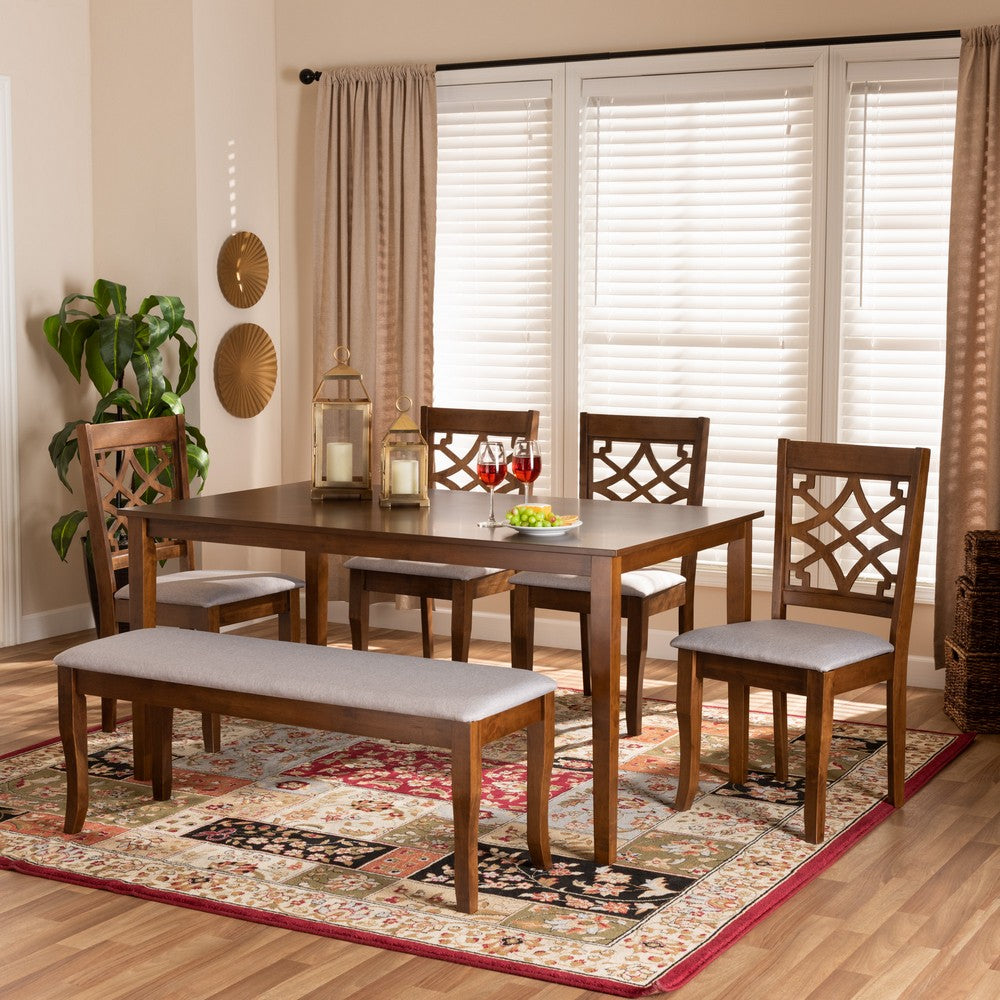 Baxton Studio - Dori Dining Set in Grey/Walnut - RH331C-Grey/Walnut-6PC Dining Set view 7