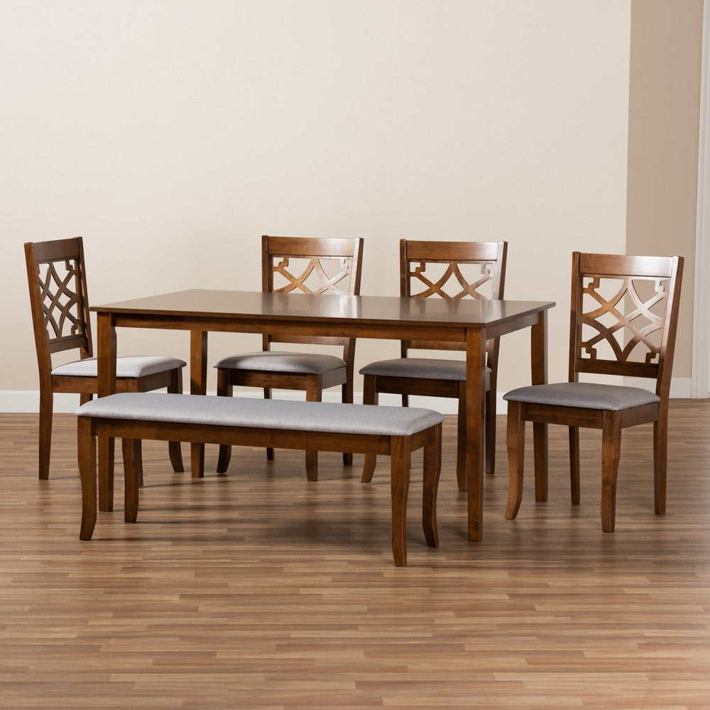 Baxton Studio - Dori Dining Set in Grey/Walnut - RH331C-Grey/Walnut-6PC Dining Set view 8