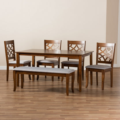 Baxton Studio - Dori Dining Set in Grey/Walnut - RH331C-Grey/Walnut-6PC Dining Set view 8