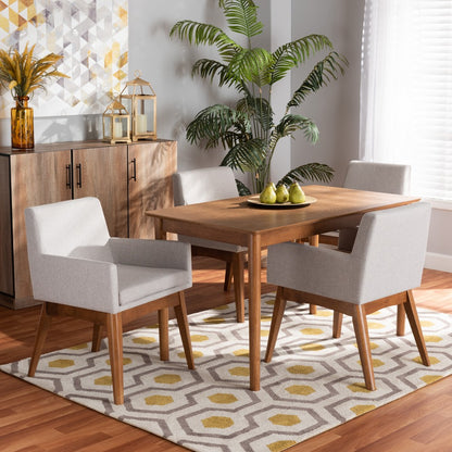 Baxton Studio - Dorina Dining Set in Greyish Beige/Walnut Brown - BBT5281-Greyish Beige/Walnut-5PC Dining Set view 7