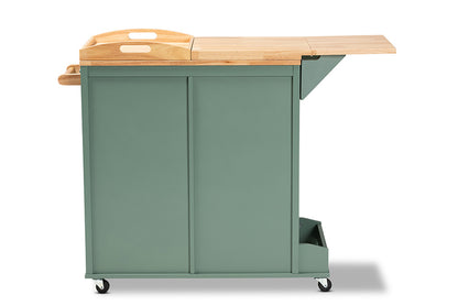 Baxton Studio - Dorthy Kitchen Cart - RT670-OCC-Natural/Dark Green-Cart view 6