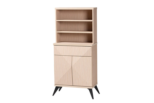 Baxton Studio - Draper Kitchen Cabinet - KBL2349-Natural/Black-1DW-Kitchen Cabinet view 1