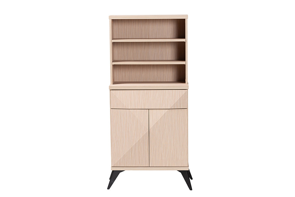 Baxton Studio - Draper Kitchen Cabinet - KBL2349-Natural/Black-1DW-Kitchen Cabinet view 3