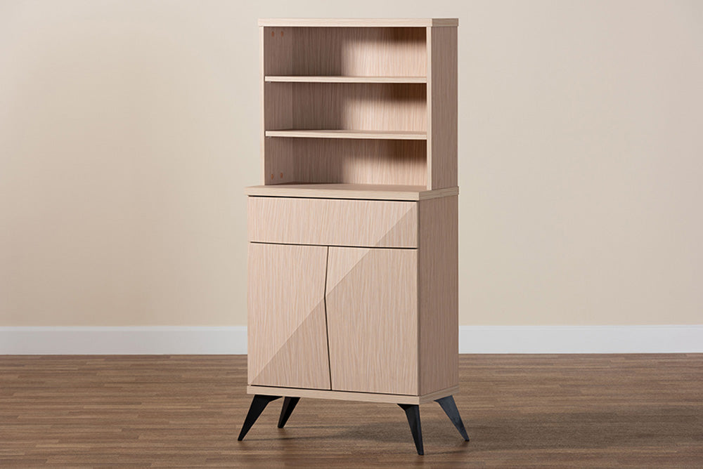 Baxton Studio - Draper Kitchen Cabinet - KBL2349-Natural/Black-1DW-Kitchen Cabinet view 8