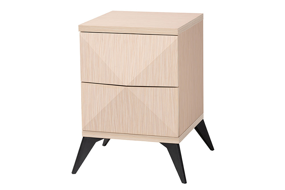 Baxton Studio - Draper Nightstand - KBL2334-Natural/Black-2DW-Nightstand view 1
