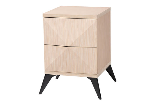 Baxton Studio - Draper Nightstand - KBL2334-Natural/Black-2DW-Nightstand view 1