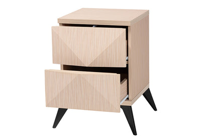 Baxton Studio - Draper Nightstand - KBL2334-Natural/Black-2DW-Nightstand view 2